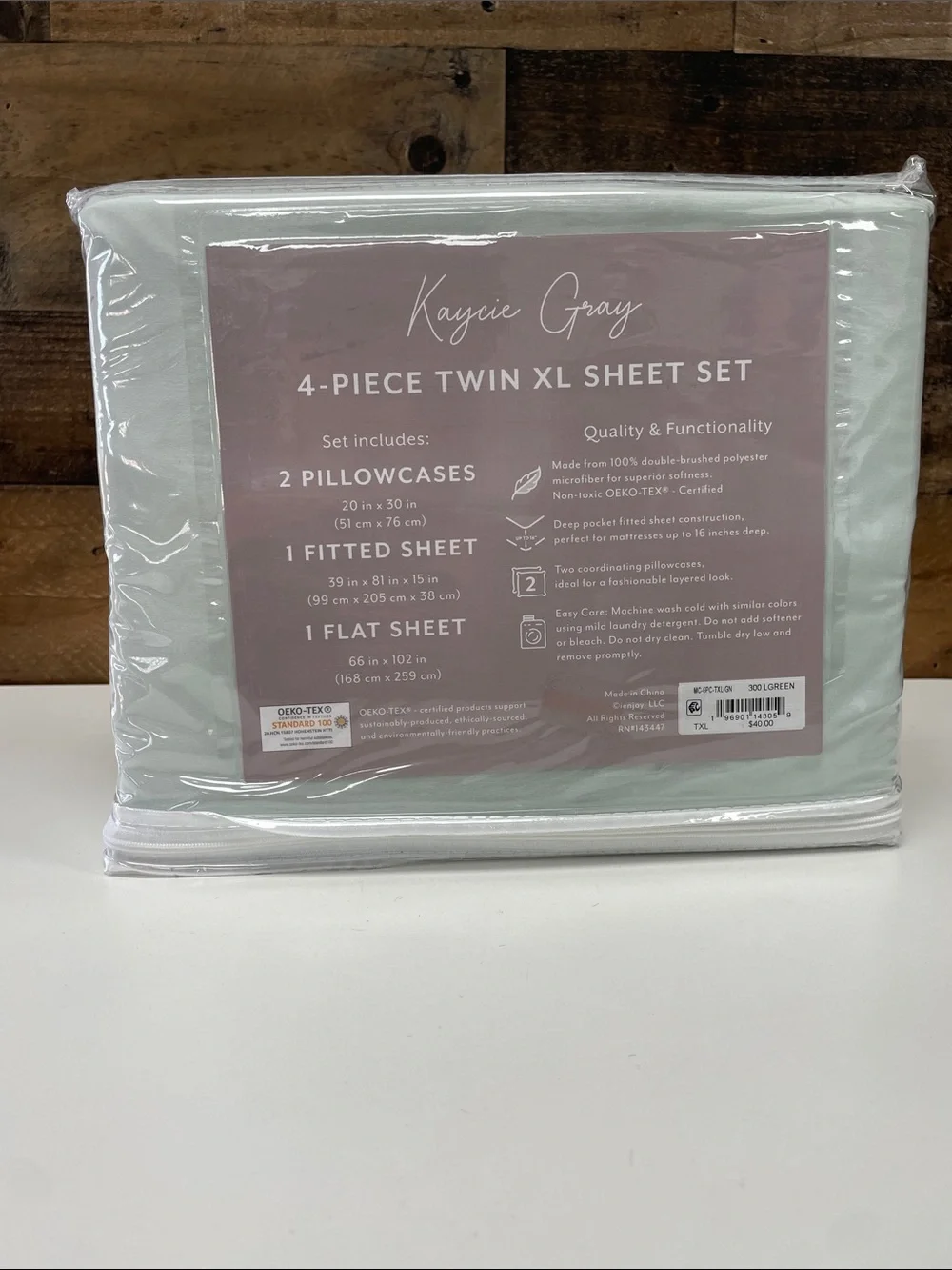 Twin XL 4-Piece Sheet Set in Light Mint